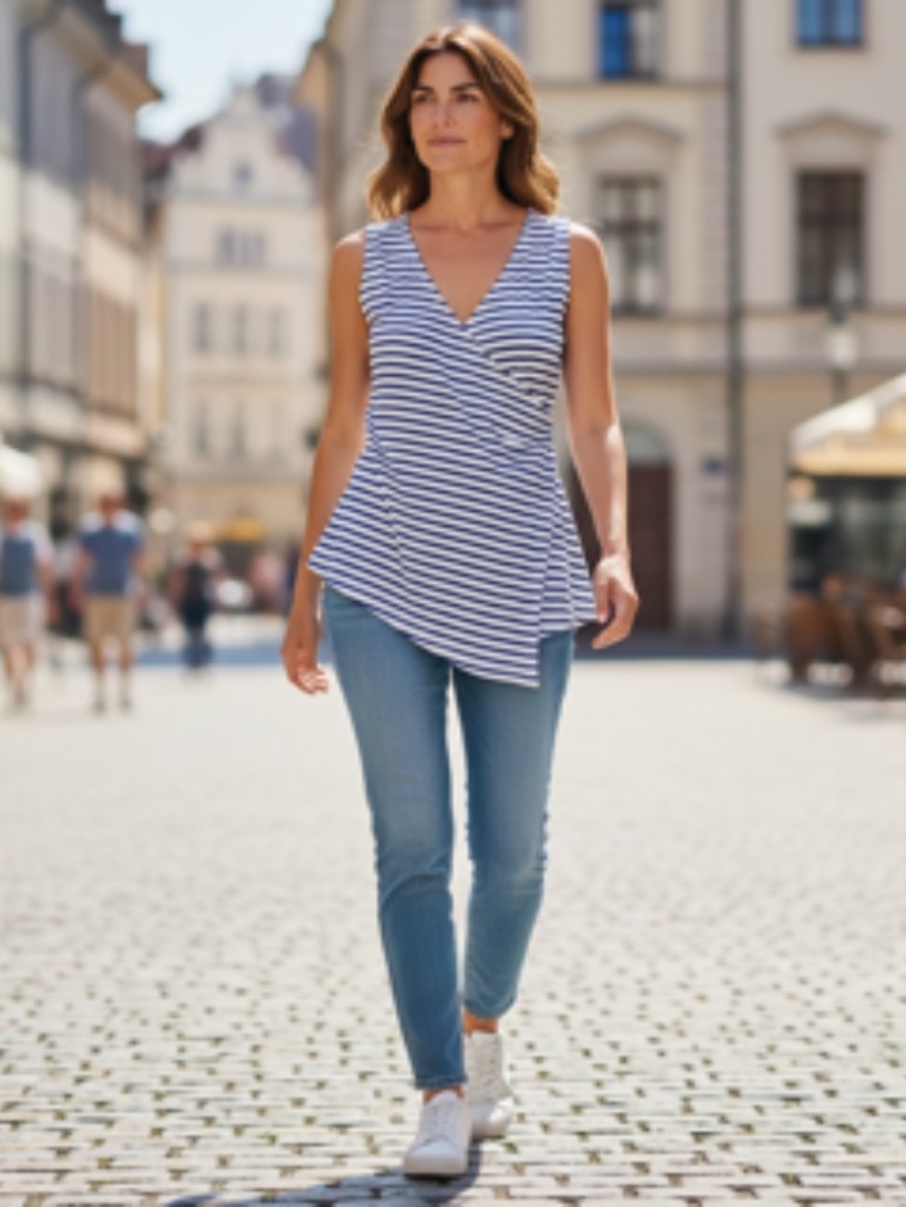 Jon & Anna NY Sleeveless Striped Asymmetrical Wrap Top Size S